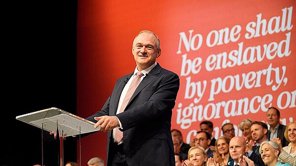 Ed Davey speaking at conference